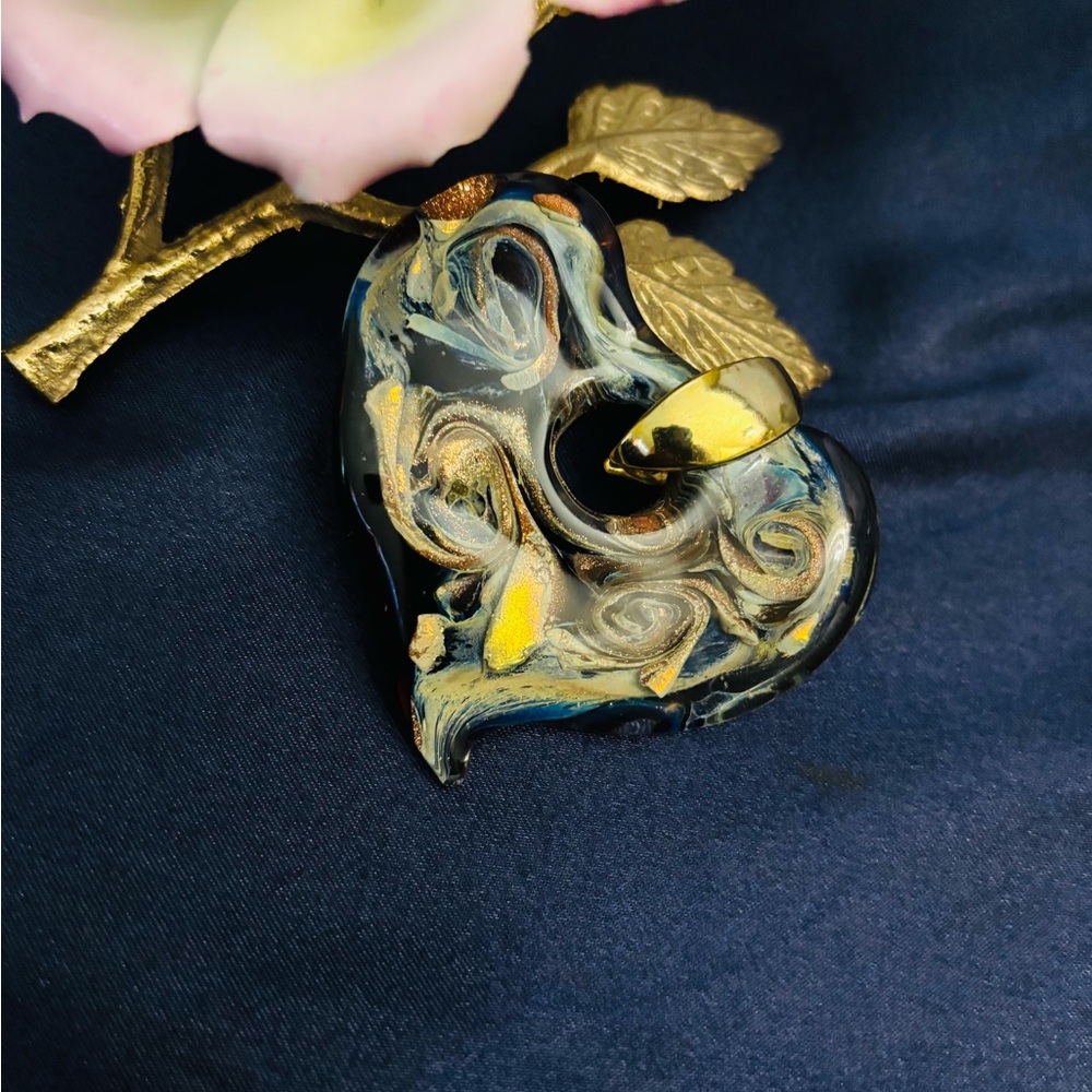 Murano Heart Pendant with Gold Accents